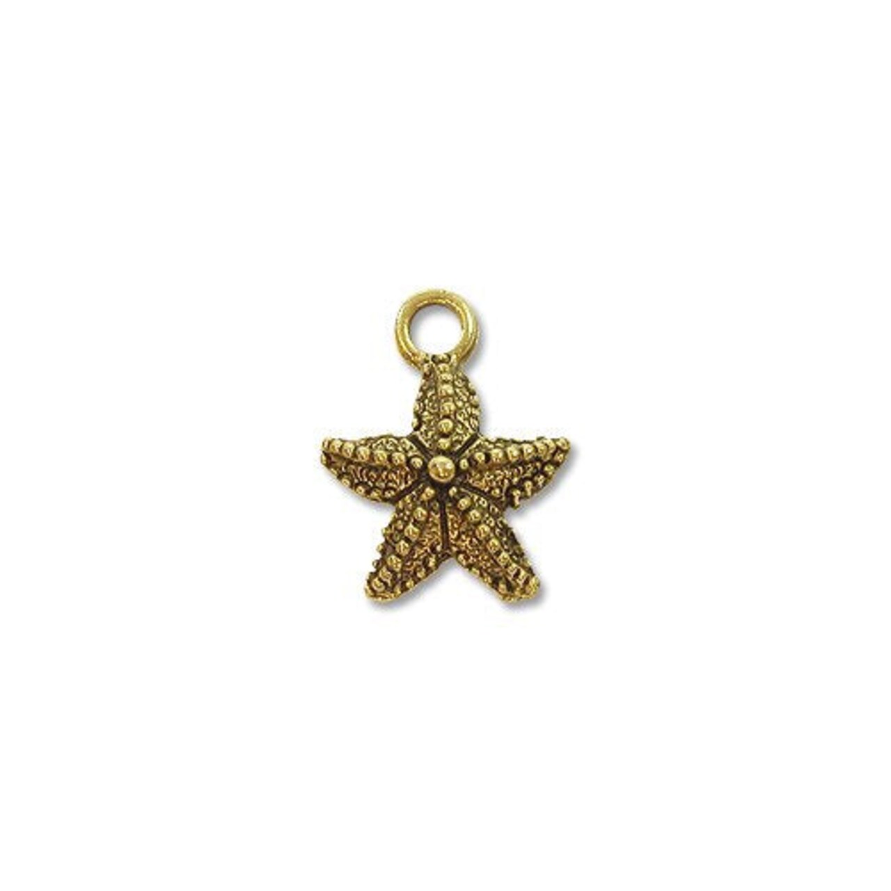Charm for Jewelry Making - Starfish 12mm Pewter Antique Gold Plated (1-Pc)